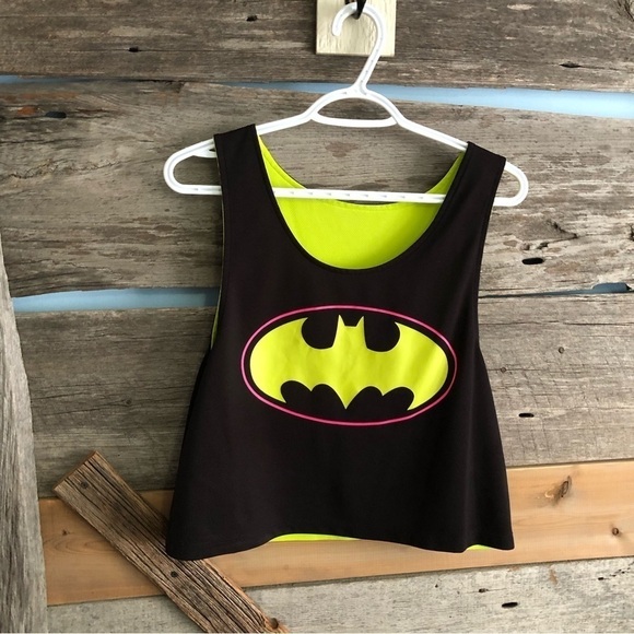 Batman Size L Neon/Black Reversible Cropped Top - Picture 3 of 6